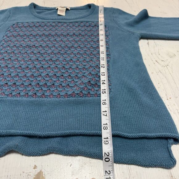 Sundance Sweater S Silk Blend Crochet Knit Boho Teal 90s Classic Quiet Luxury - Picture 7 of 10